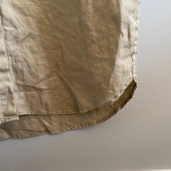 Ralph Lauren 100% Linen Shirt Dress Khaki Midi Safari Old Money Logo Buttons - Picture 8 of 11